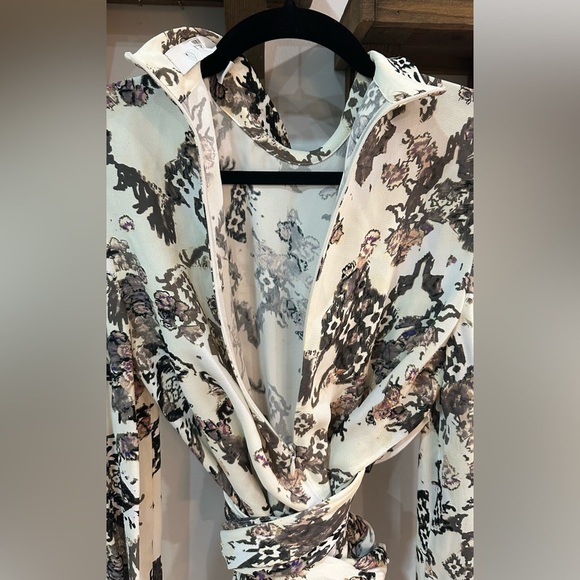 IRO Sakari Wrap Effect Printed Crepe de Chine Blouse Mock Neck FR 34 (US2) - Picture 9 of 13